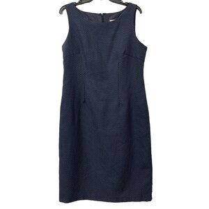 Danillo Navy Blue Shift Dress Size 10 Knee Length Damask Zip Polka Dot